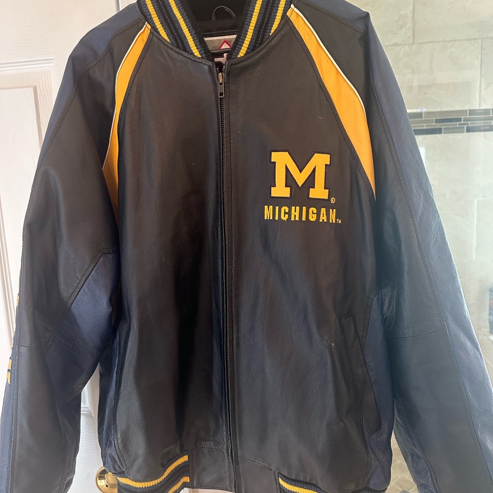 Michigan Black and Yellow Men's Leather Jacket